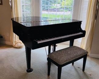 $3,000 D. H. BALDWIN BLACK LACQUER BABY GRAND PIANO
COMES WITH STOOL
57”W x 55”L x 39.5H
