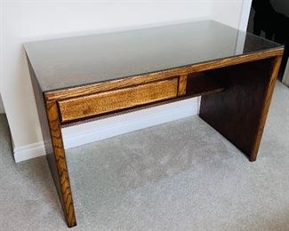 $60 WOODEN DESK WITH GLASS PROTECTOR 
48”L x 24”D x 30”H