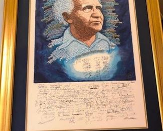 David Ben Gurion Lithograph - Limited Edition, signed by Reagan, Ford, Carter and many more... we have several for sale!  