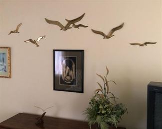 Vintage Brass Bird wall decor