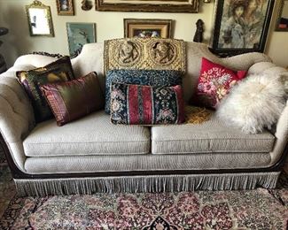 Carved Top Rail, Art Nouveau Style Sofa 