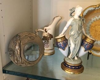 Minton Enameled Pate sur Pate Figure with Vases 
