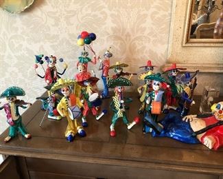 Collection of Painted Paper Mache Clowns 