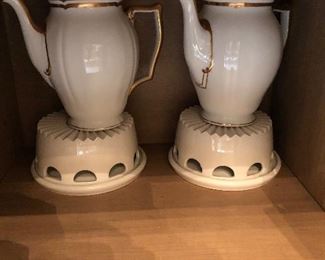 Porcelain Coffee Pots on Stand