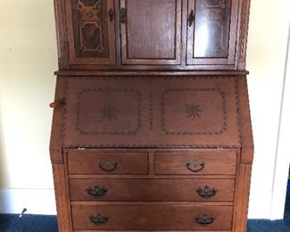 Swedish Slant Front Desk w/ Upper Cabinet 