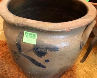 Blue decorated crocks