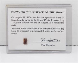 S43  Flown To the Surface of the Moon Luna 24 Russian Spacecraft with Copy of Letter of Authenticity	$294.95