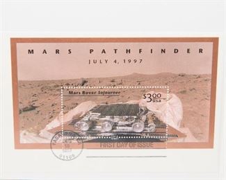 S61  Envelopes and Stamp Set-2 Vintage 3D Space Station Hologram Stamp Envelope , Mars First Day Issue Stamp	$12.95
