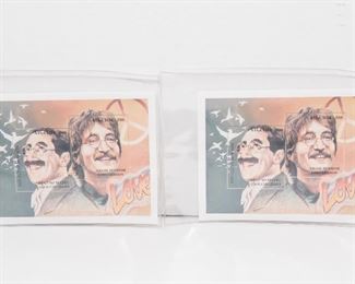 S69 Pair of John Lennon Groucho Marx Stamps Issued By Government of Abkhazia 	$24.95