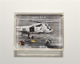 S2   NASA Flown Apollo XVII Heat Shield Material & KAPTON FOIL Lucite	$75.95