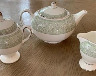 27b. Wedgewood Juliet Bone China Mint Green Cream & Sugar Set