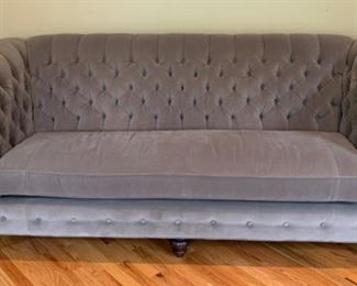1. Larren Grey Taupe Velvet Tufted Sofa (90'' x 38'' x 35'')