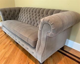 1. Larren Grey Taupe Velvet Tufted Sofa (90'' x 38'' x 35'')