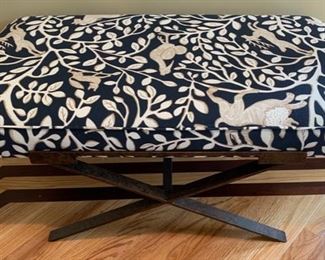 6. C.R. Laine Upholstered Bench on X Base Metal Frame (40'' x 21'' x 19'') 