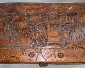 64. Asian Carved Wood Trunk (35'' x 17'' x 18'')