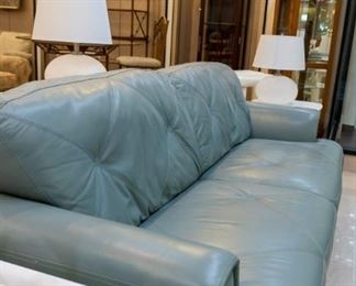 My favorite piece of furniture in this sale!  Teal leather couch!