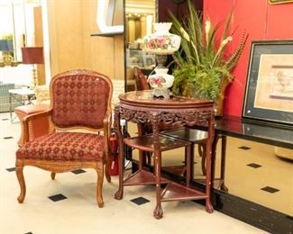 Antique gold inlay table!  LOVE this chair!