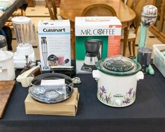 Small kitchen appliances - and vintage milkshake maker (works - has new cord/plug)!