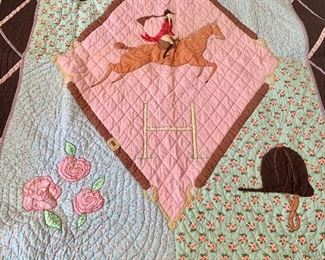 queen size equestrian-themed quilt
