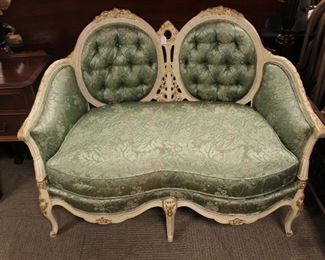 Close up of French Pierced Back Settee 