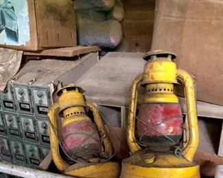 Mailboxes, signal lanterns out in the barn