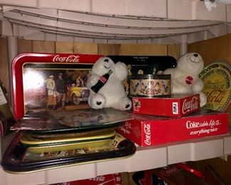 Lots of coke trays probably 2 shelves stacked! Coke puzzles,  coke bears