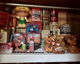 "Honey" bears, vintage tins