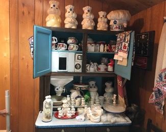 Cute Doughboy collection! Nice Hoosier cabinet