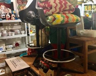 Retro bar stools, cute wood top table, floor lamp  child's small chair