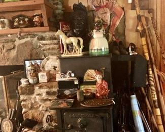 Great cast iron stove loaded with treasures!