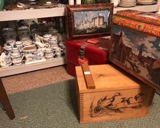 Vintage ammo box, German tins,  Original Arnar Creation China Japan