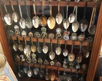 #6) $25 -  Collector Spoon Collection 40 plus spoons and the glass covered wooden case.  