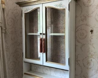 #9)  $40 - Curio Cabinet.  Wall Hanger.  26" W x 7" D x 36" H.