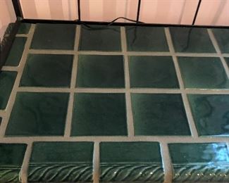 #11)   $50 - Iron Bakers Rack with Tile Shelf.    Dimensions not available.  