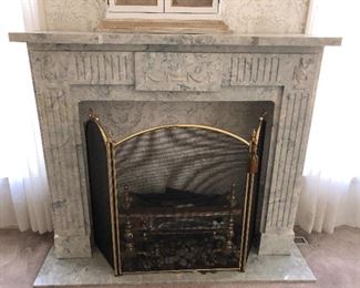 #12) $600 - Solid Marble Fireplace facade. Includes marble hearth, marble facade and marble mantle.  Electric Insert available for $50.  Brass screen available for $50.  Buy it all for $650.