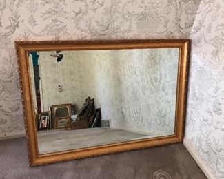 #13).  $40 - Gold framed beveled mirror.  40" x 28"