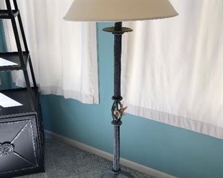 #17)  $50 - Iron Floor Lamp.  64" Tall