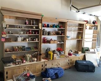 #23 A, B, C, D, E, F, G)  $50 Each - Wooden Display Shelving.  7 to choose from.  Some are light and some are dark.  47" W x 23" D x 78" H.