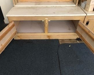 #23 A, B, C, D, E, F, G)  $50 Each - Wooden Display Shelving.  7 to choose from.  Some are light and some are dark.  47" W x 23" D x 78" H.