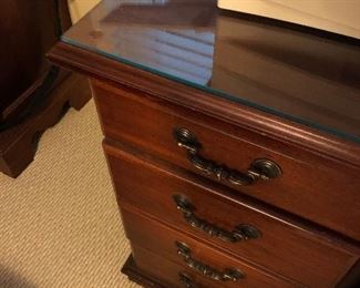 #25)  $200 - Matching Solid cherry Cradenza with Glass Top.  8 drawers and double cabinet.