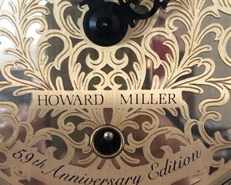 #1 $950 - Howard Miller Grandfather Clock 59th Anniversary Limited Edition.  In perfect working order.  4 strike tones/options.  With key for cabinet.  20" W (22"at base) x 12" D (14" at base) x 84" H.