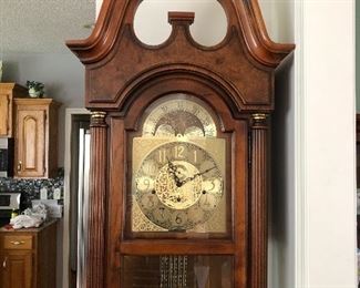 #1 $950 - Howard Miller Grandfather Clock 59th Anniversary Limited Edition.  In perfect working order.  4 strike tones/options.  With key for cabinet.  20" W (22"at base) x 12" D (14" at base) x 84" H.