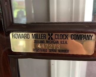 #1 $950 - Howard Miller Grandfather Clock 59th Anniversary Limited Edition.  In perfect working order.  4 strike tones/options.  With key for cabinet.  20" W (22"at base) x 12" D (14" at base) x 84" H.