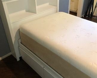 #31)  $300 -  Nearly new twin platform bed with headboard and memory foam mattress.  In excellent condition.  Clean.  3 drawers underneath.  