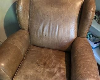 #45)  $75 - Overstuffed Leather Chair.  