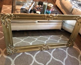 #46)  $50 - Ornate Carved Solid Wood Mirror.  48" x 24"