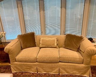 3 Cushion Chenile Roll Top Arm Sofa, $350