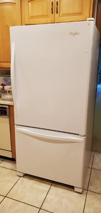 33" Whirlpool 21.9 cu. ft. White Bottom Freezer Refrigerator (Energy Star) $500.00 MUST BE MOVED BY SUNDAY