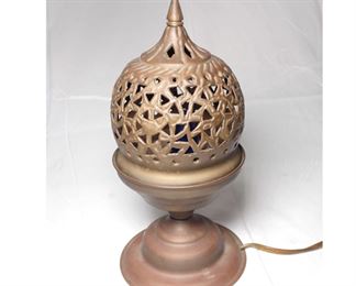 Vintage Brass Boho Chic Openwork Alem Table Lamp