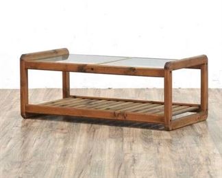 Vintage Danish Modern Coffee Table W Glass Top
